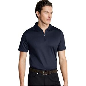 Navy Blue Hugo Boss Zip Up Polo Shirt (M)
